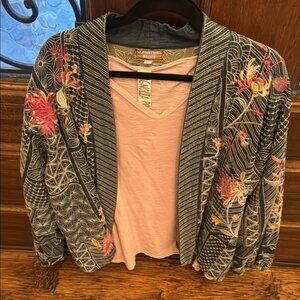 Johnny Was Viviana Embroidered Denim Cardigan